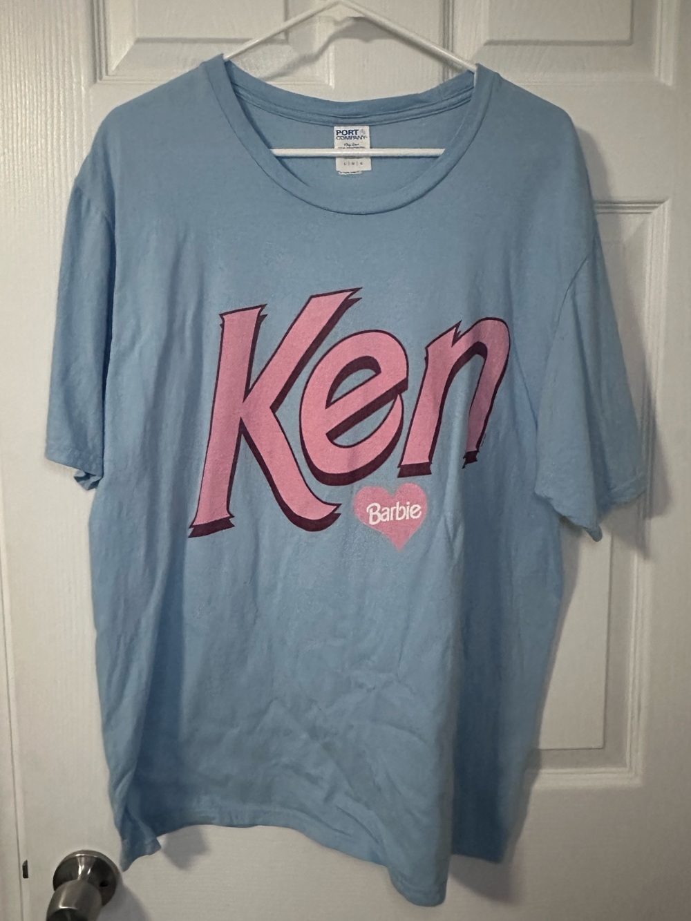 Barbie Ken Pink Logo Light Blue Short Sleeve Tee